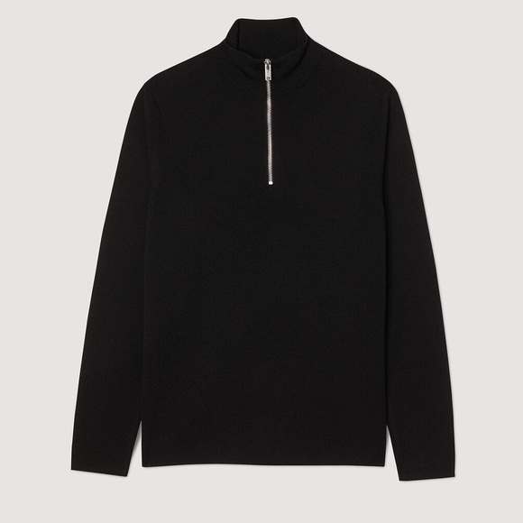 Sandro Paris Wool Sweater with Zipper Collar - Picture 4 of 16